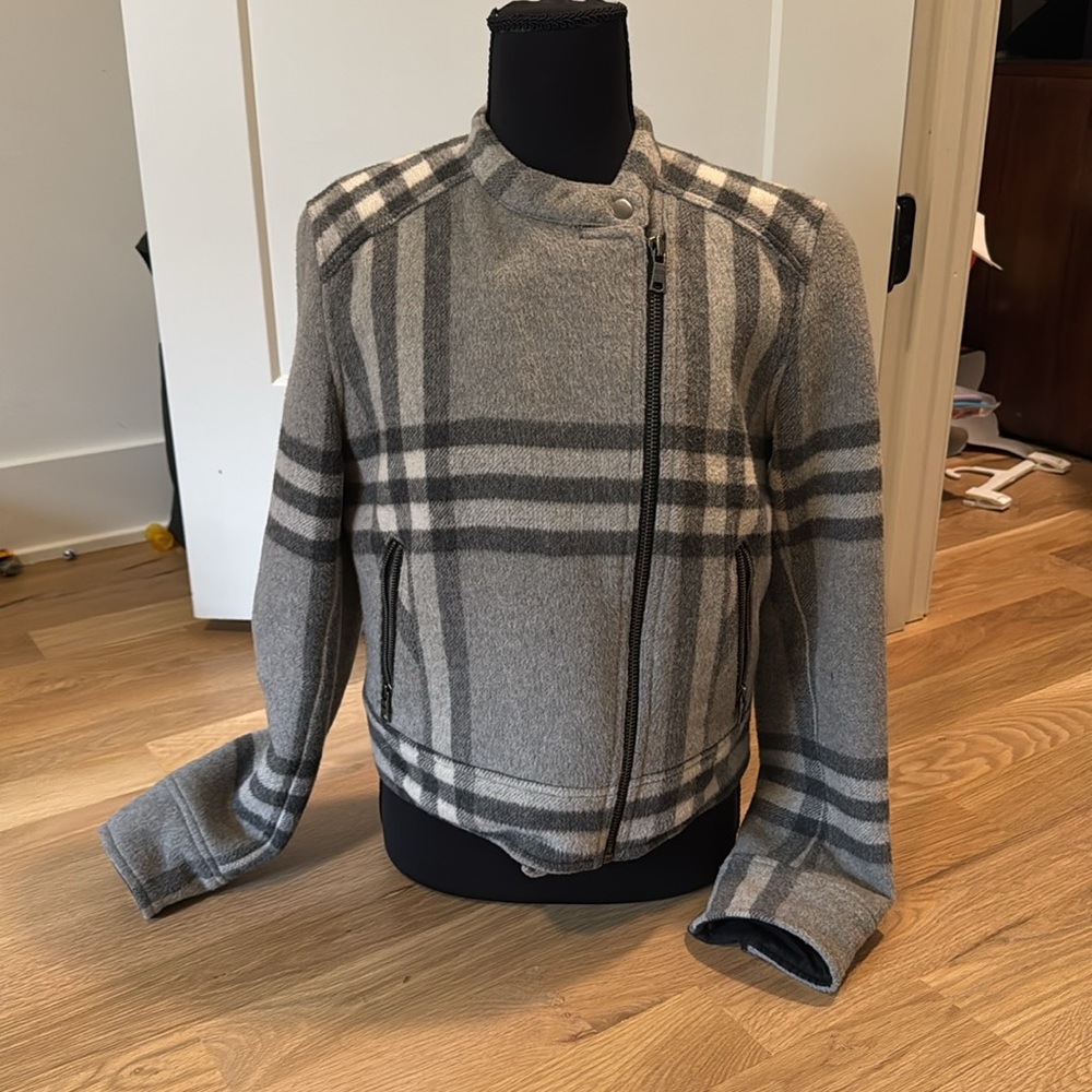 Gray Plaid Moto Jacket